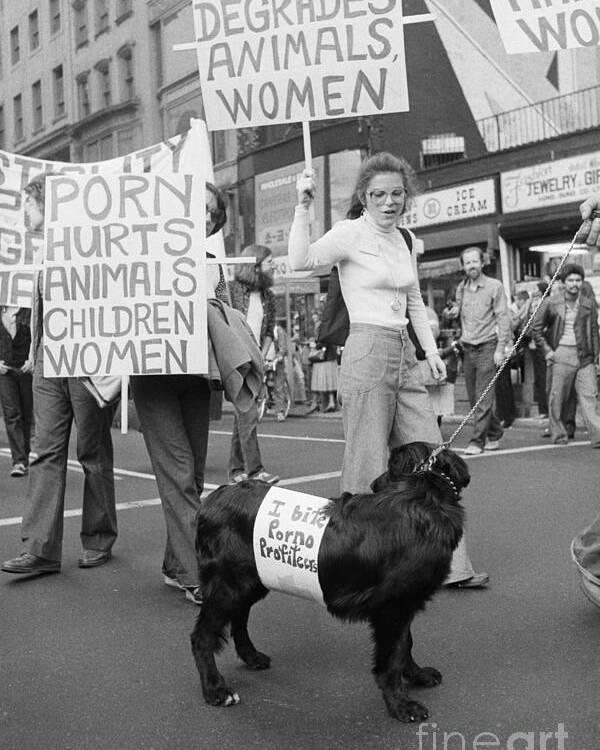 Women, Children, Dog In Anti-porn March Poster by Bettmann - Photos.com