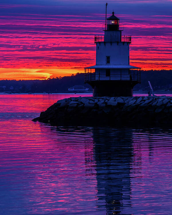 Spring Point Ledge Lighthouse Poster featuring the photograph WOW Sunrise by Darryl Hendricks