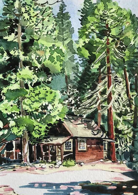 Sierras Poster featuring the painting Yosemite Cabin - Wawona by Luisa Millicent
