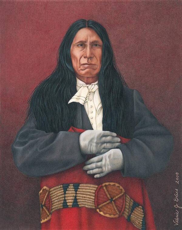 Native American Portrait. American Indian Portrait. Red Cloud. Poster featuring the painting Young Red Cloud by Valerie Evans
