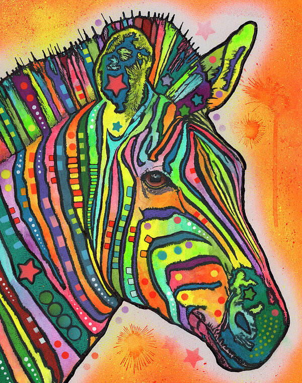 Zebra Poster featuring the mixed media Zebra by Dean Russo