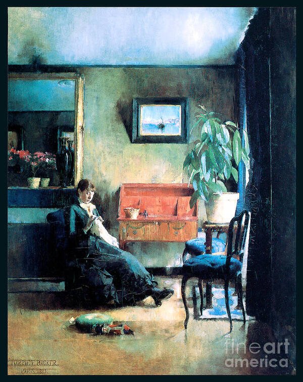 Backer Poster featuring the painting Blue Interior 1883 by Harriet Backer