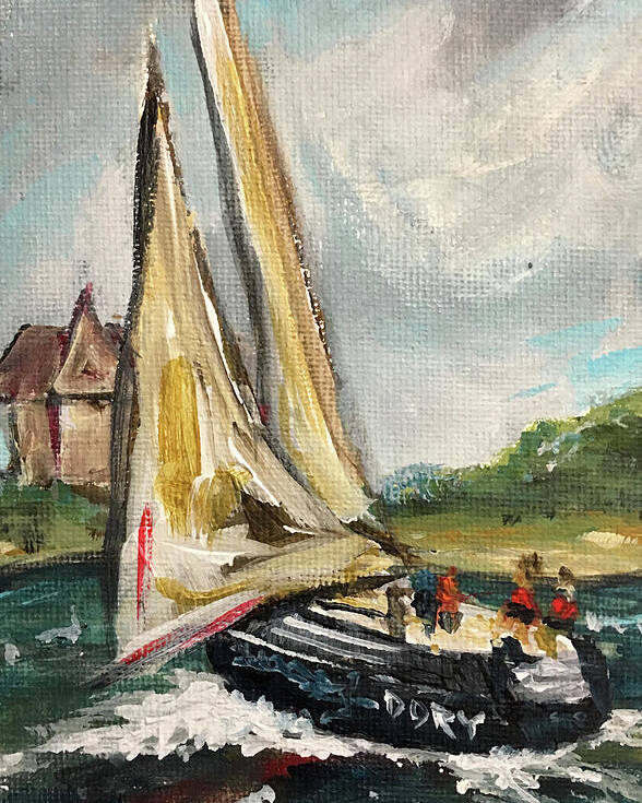 Cape Cod Poster featuring the painting Cape Sailing by Roxy Rich