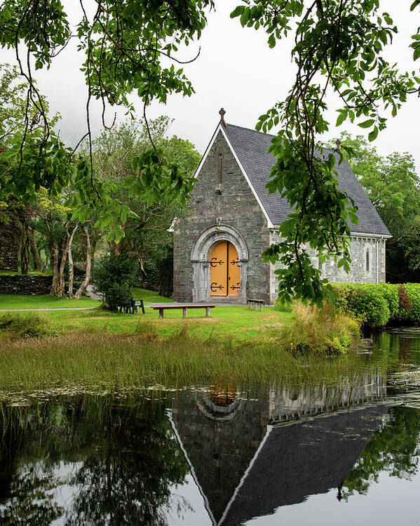 County Cork Poster featuring the photograph Catholic church of  Saint. Finbarr Oratory. Gougane Barra park by Michalakis Ppalis