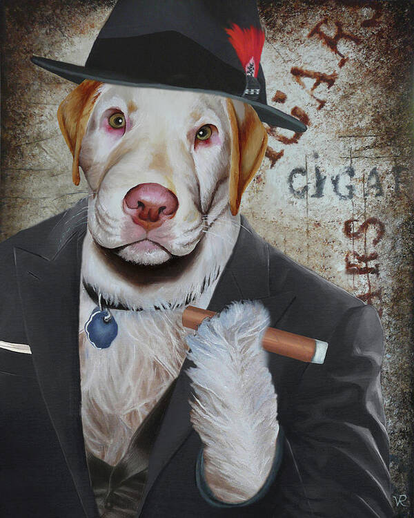 Cigar Poster featuring the painting Cigar Dallas Dog by Vic Ritchey