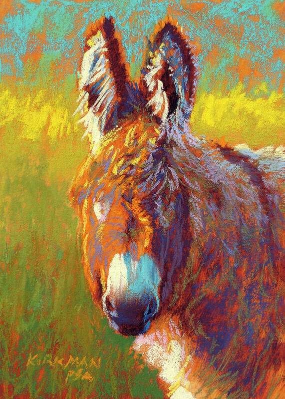 Donkey Poster featuring the pastel Diablo by Rita Kirkman