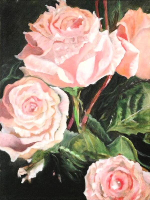 Pink Roses Poster featuring the painting Elegant Dancer by Juliette Becker