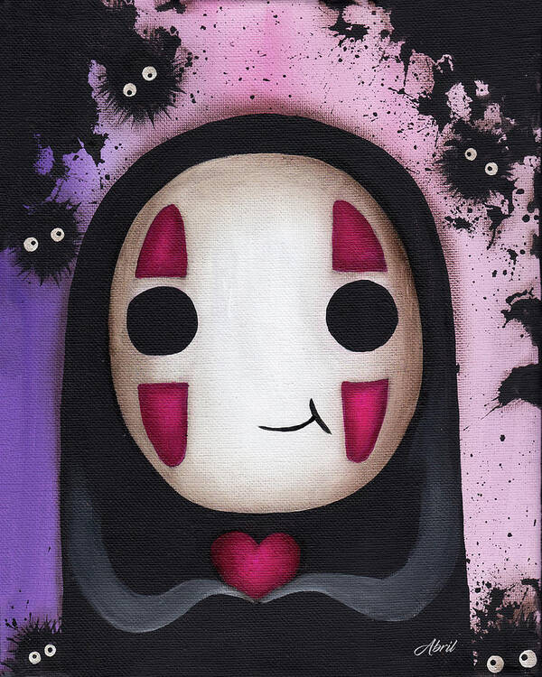 No Face Poster featuring the painting No Face with a heart by Abril Andrade