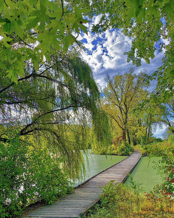 Floating Bridge Poster featuring the photograph Norsk Gangsti - Norwegian footpath - floating bridge in Viking County Park, Stoughton, WI by Peter Herman