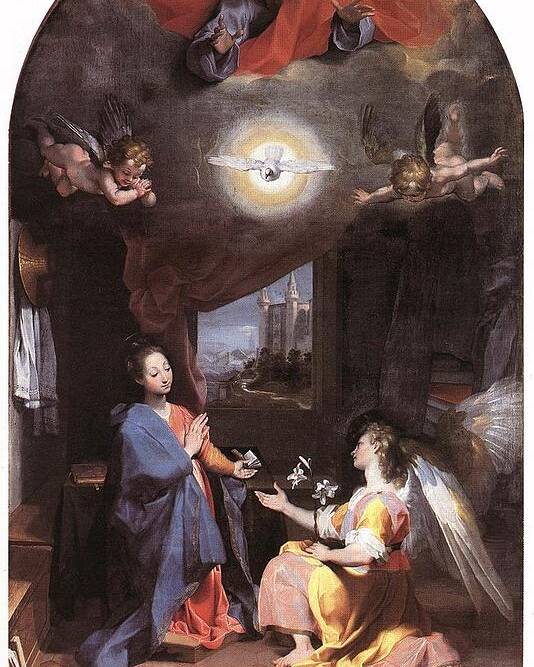 Federico Barocci Poster featuring the drawing The Annunciation by Federico Barocci