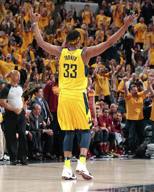 Playoffs Poster featuring the photograph Myles Turner by Ron Hoskins