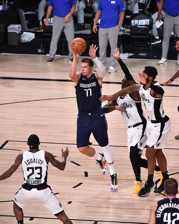 Luka Doncic Poster featuring the photograph Los Angeles Clippers v Dallas Mavericks - Game Four by David Dow