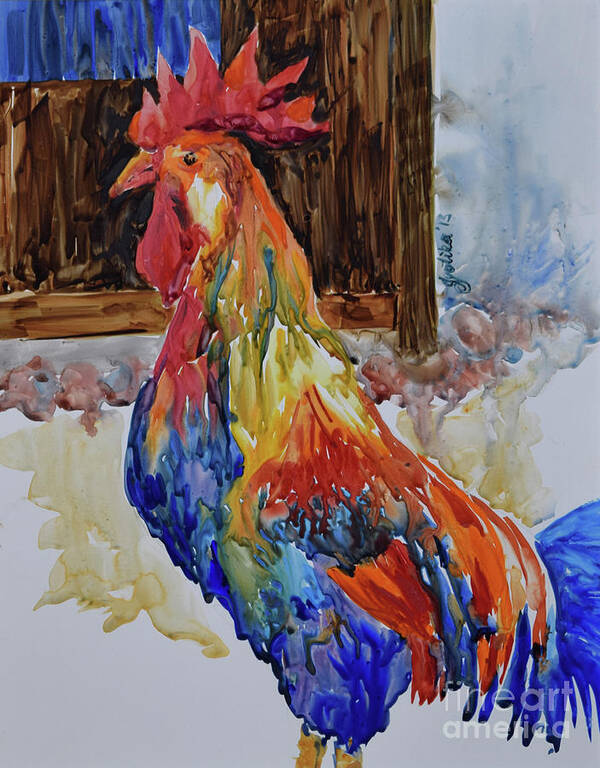  Poster featuring the painting Rooster by Jyotika Shroff