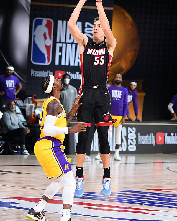 Duncan Robinson Poster featuring the photograph 2020 NBA Finals - Los Angeles Lakers v Miami Heat by Andrew D. Bernstein