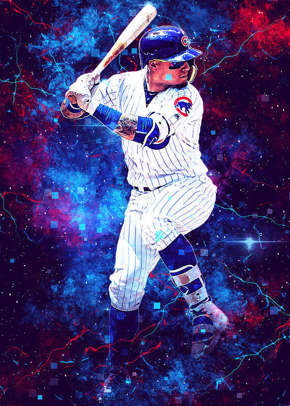 Download Javier Baez With Baseball Bat Wallpaper