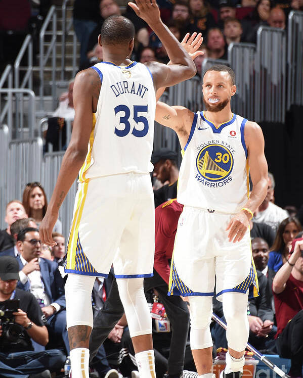 Playoffs Poster featuring the photograph Stephen Curry and Kevin Durant by Andrew D. Bernstein