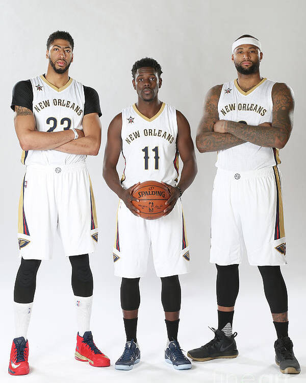 Nba Pro Basketball Poster featuring the photograph Demarcus Cousins, Jrue Holiday, and Anthony Davis by Layne Murdoch