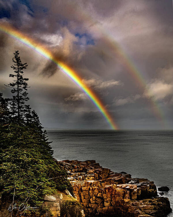Maine Poster featuring the photograph Acadia Double Rainbow II by William Christiansen