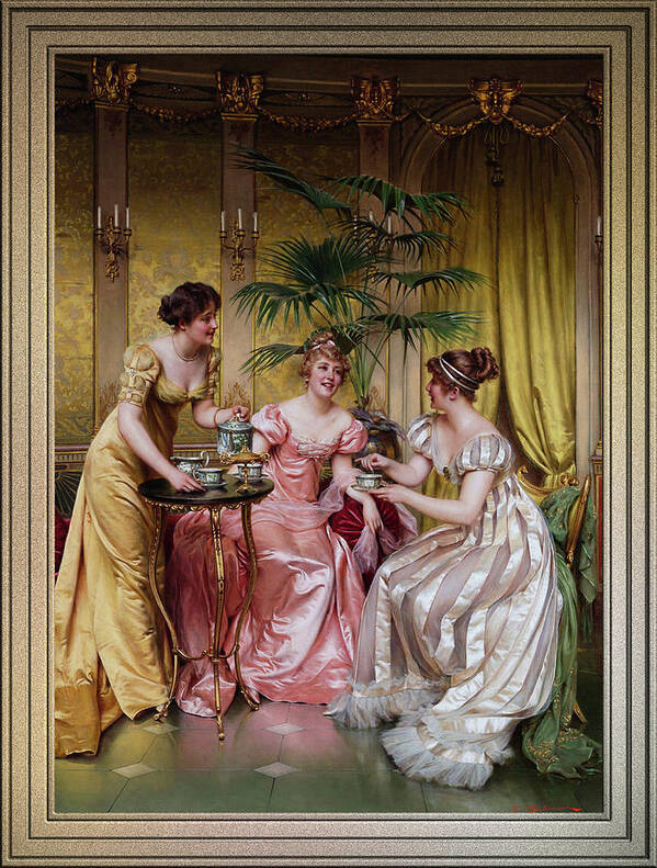 Afternoon Tea Poster featuring the painting Afternoon Tea by Frederic Soulacroix by Rolando Burbon