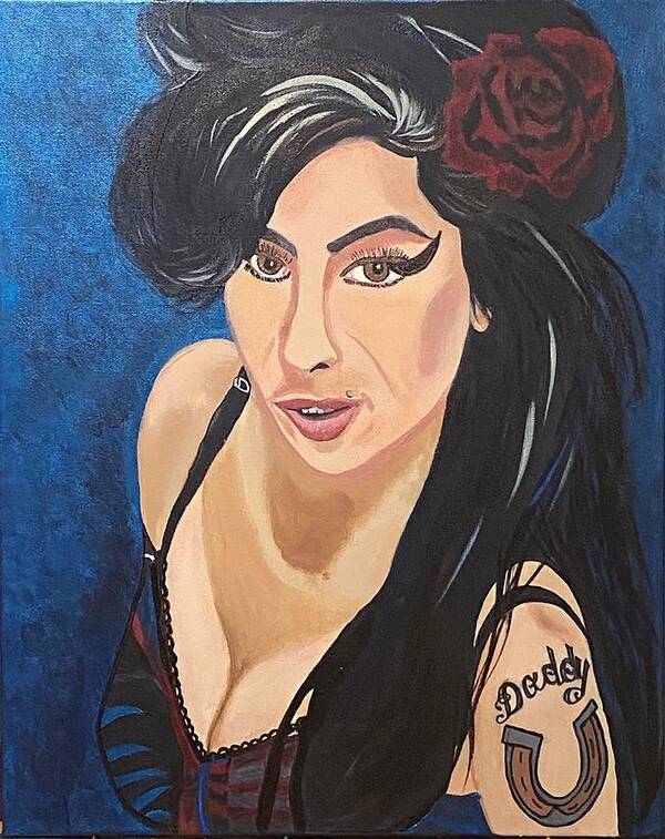 Poster featuring the painting Amy Winehouse-Lioness by Bill Manson