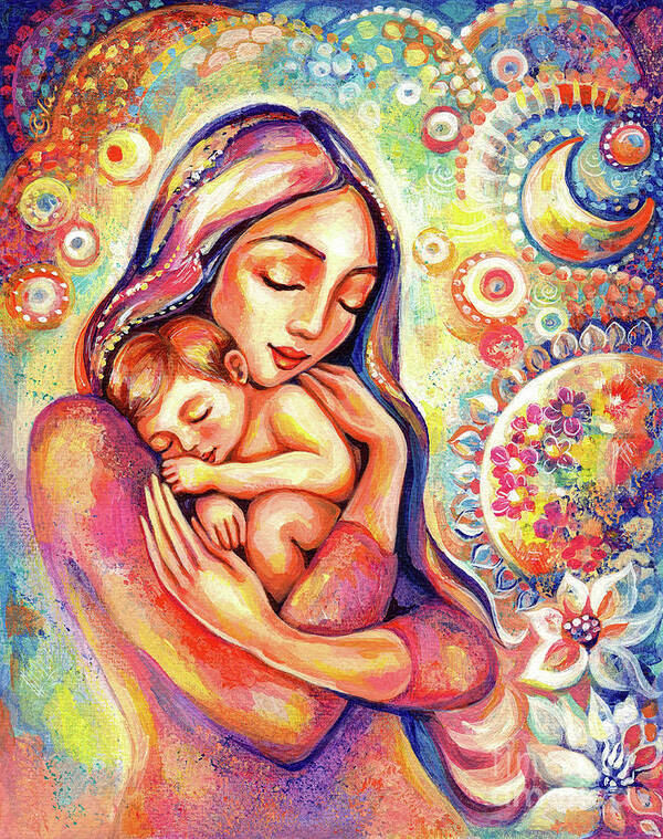 Mother And Child Poster featuring the painting Angel Dream by Eva Campbell