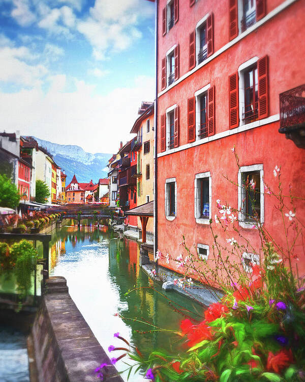 Annecy Poster featuring the photograph Annecy France European Canal Scenes by Carol Japp