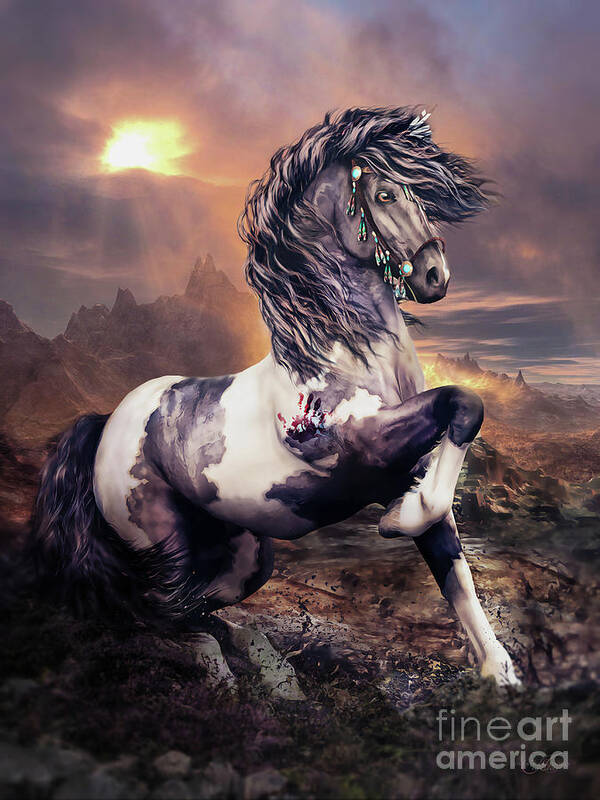 Apache War Horse Poster featuring the digital art Apache War Horse by Shanina Conway