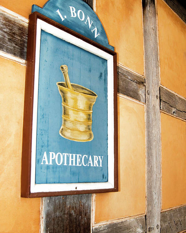Apothecary Sign Photo Poster featuring the photograph Apothecary Sign Old Salem NC by Bob Pardue