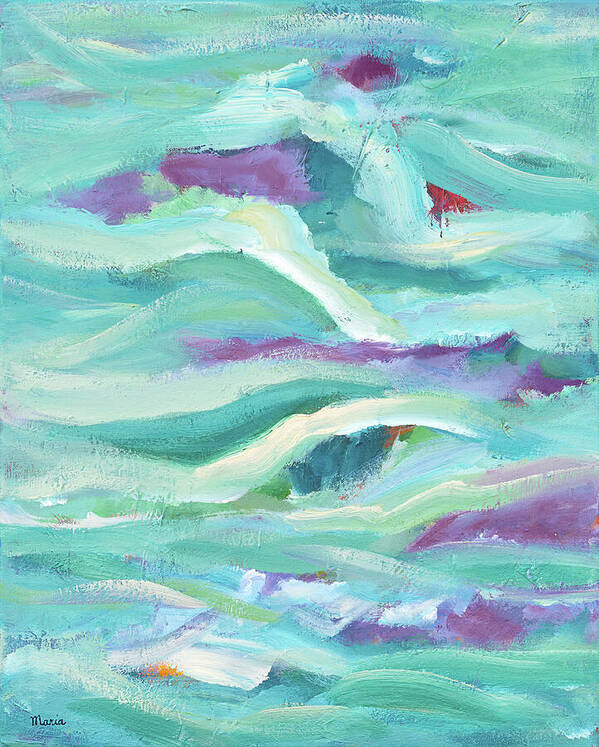 Abstract Poster featuring the painting Aqua Seascape by Maria Meester