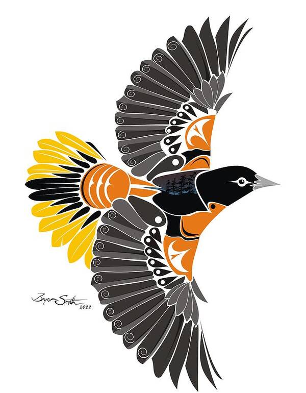 Bird Poster featuring the digital art Baltimore Oriole by Bryan Smith