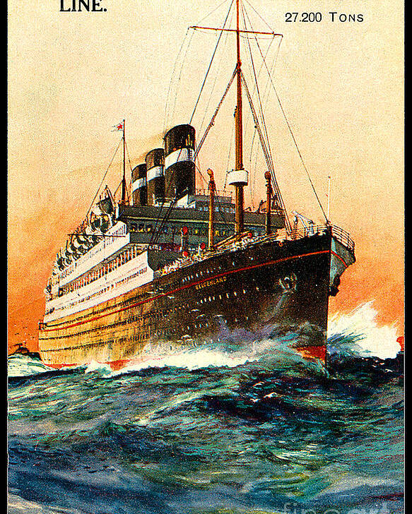 Cruiseship Poster featuring the painting Belgenland Queen of the Red Star Line Fleet by Unkown