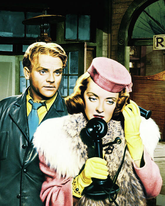 Bette Davis Poster featuring the photograph BETTE DAVIS and JAMES CAGNEY in THE BRIDE CAME C. O. D. -1941-, directed by WILLIAM KEIGHLEY. by Album