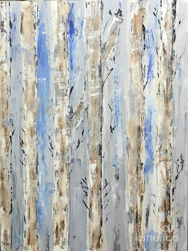 Original Art Work Poster featuring the painting Birch Trees, Blue Skies by Theresa Honeycheck