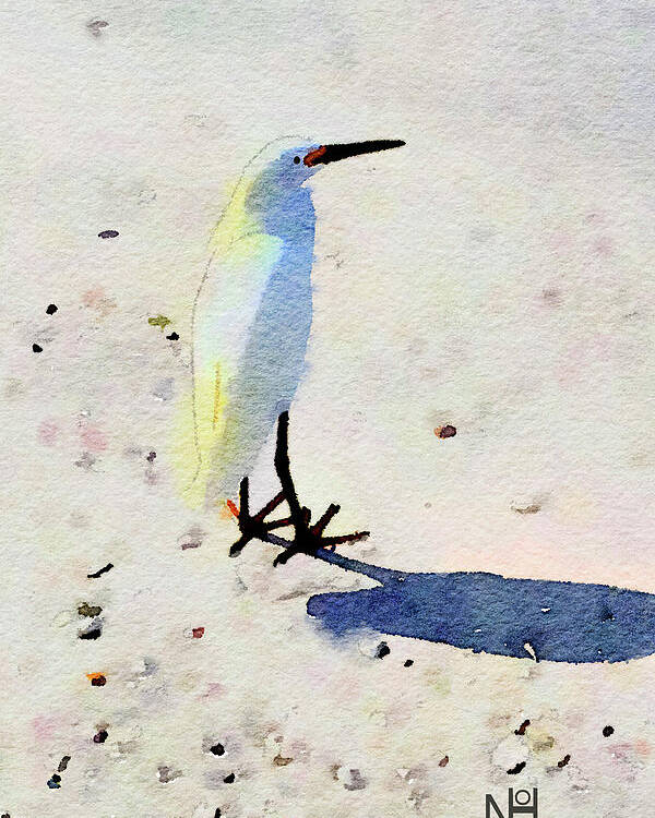 Ocean Poster featuring the digital art Birdie Bird by Nancy Olivia Hoffmann