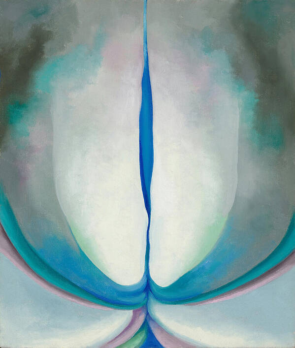 Georgia O'keeffe Poster featuring the painting Blue line - abstract modernist flower painting by Georgia O'Keeffe