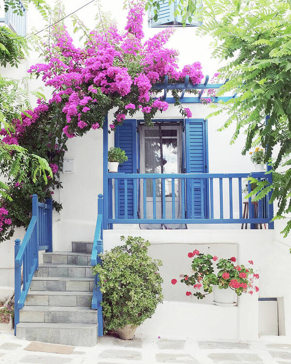 Greece Poster featuring the photograph Blue Porch by Lupen Grainne