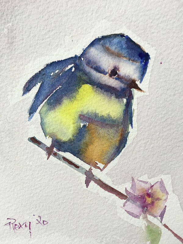 Blue Tit Poster featuring the painting Blue by Roxy Rich