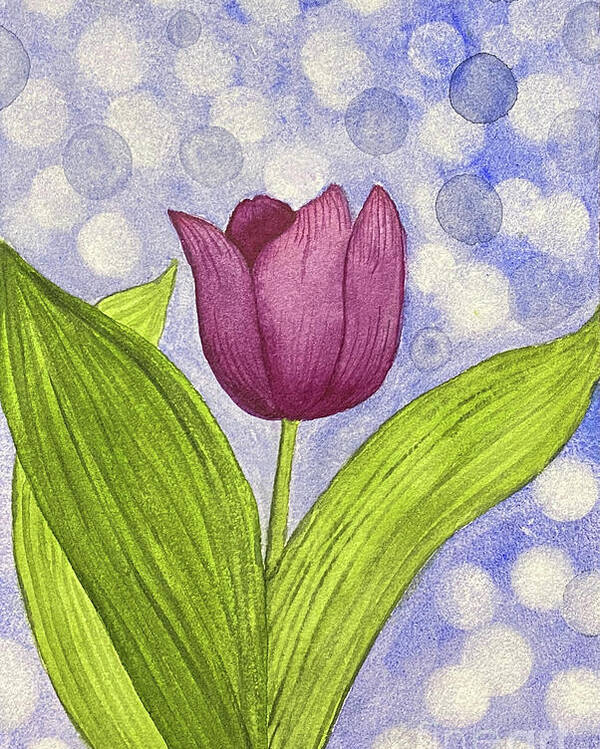 Tulip Poster featuring the painting Bokeh Tulip by Lisa Neuman