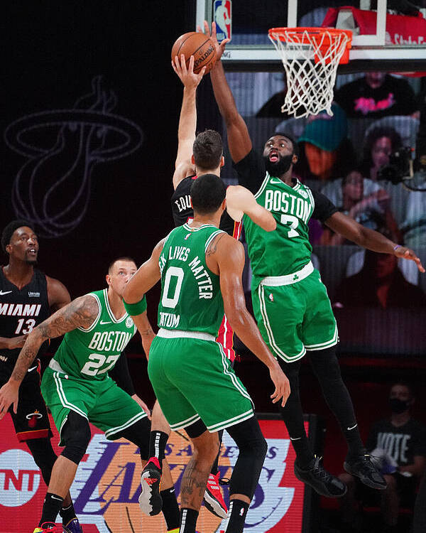 Playoffs Poster featuring the photograph Boston Celtics v Miami Heat - Game Three by Jesse D. Garrabrant