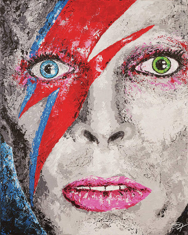 David Bowie Poster featuring the painting Bowie Spiders from Mars by Steve Follman