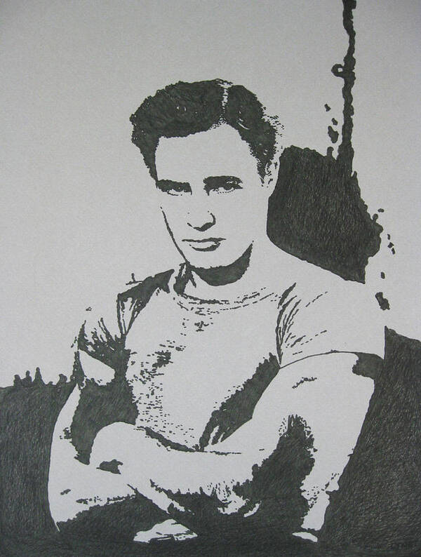 Marlon Brando Poster featuring the drawing Brando by Lynet McDonald