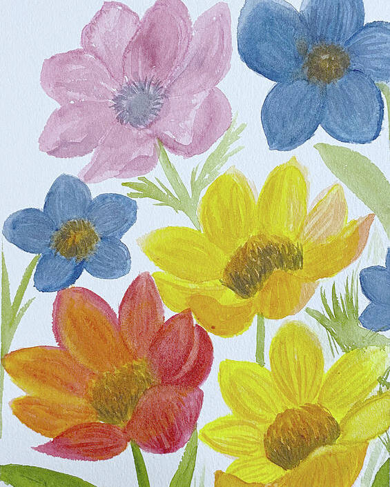 Flowers Poster featuring the painting Bunch of Flowers by Lisa Neuman