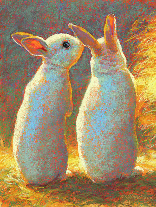 Rita Kirkman Poster featuring the pastel Bunny Secrets by Rita Kirkman