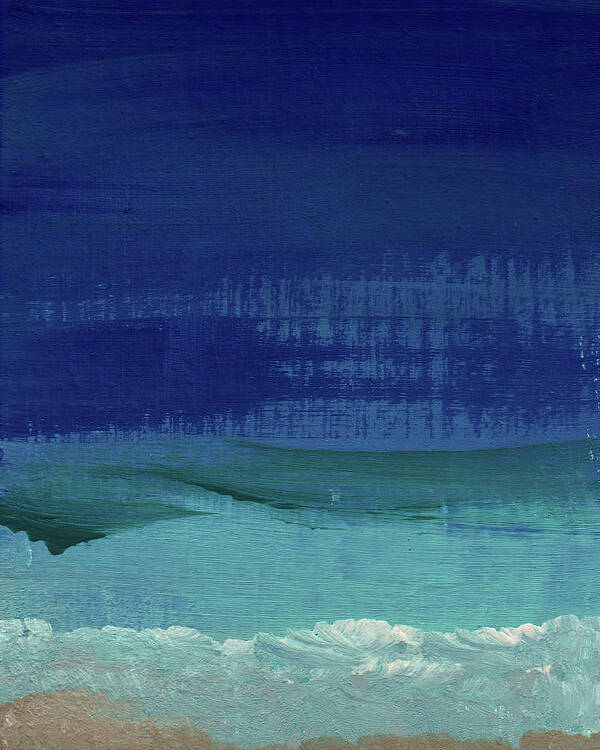 Abstract Art Abstract Beach Painting Ocean Painting Sea Surf Waves Beach Water California Hawaii Santa Monica Santa Barbara Gallery Wall Art Teal Turquoise Blue White Art By Linda Woods Beach Hotel Art Hospitality Art Office Art Bedroom Art Etsy Art Original Art Large Abstract Painting Set Design Art For Interior Designers Abstract Iphone Case Poster featuring the painting Calm Waters- Abstract Landscape Painting by Linda Woods