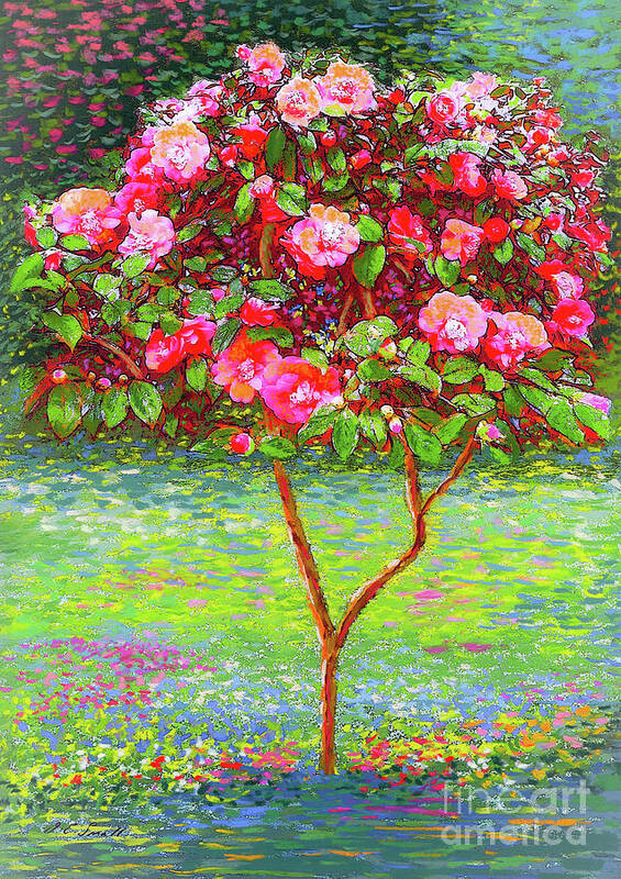 Floral Poster featuring the painting Camellia Passion by Jane Small