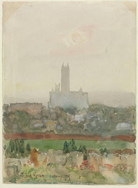 Canterbury Cathedral 1889 Childe Hassam Sketch Poster featuring the painting Canterbury Cathedral 1889 Childe Hassam by MotionAge Designs