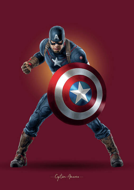 Captain America Poster featuring the digital art Captain America - Marvel by Samuel Whitton