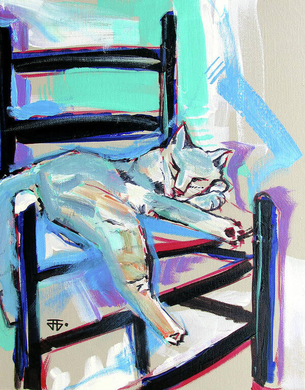 Cat Chair Poster featuring the painting Cat Chair by John Gholson