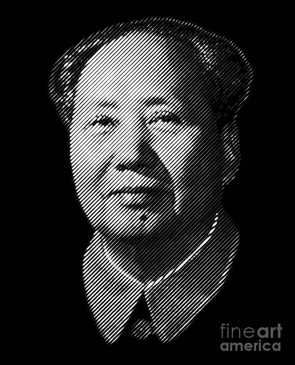 Mao Poster featuring the digital art Chairman Mao Zedong, portrait by Cu Biz