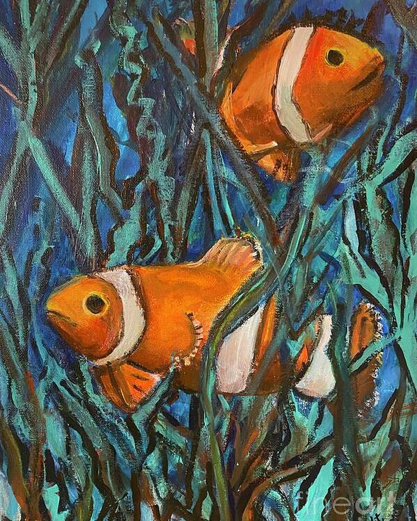Fish Swim Water Choice Path Decisions Poster featuring the painting Choosing Own Path by Kathy Bee